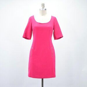 Ann Taylor Hot Pink Stretch Crepe Mini Sheath Dress